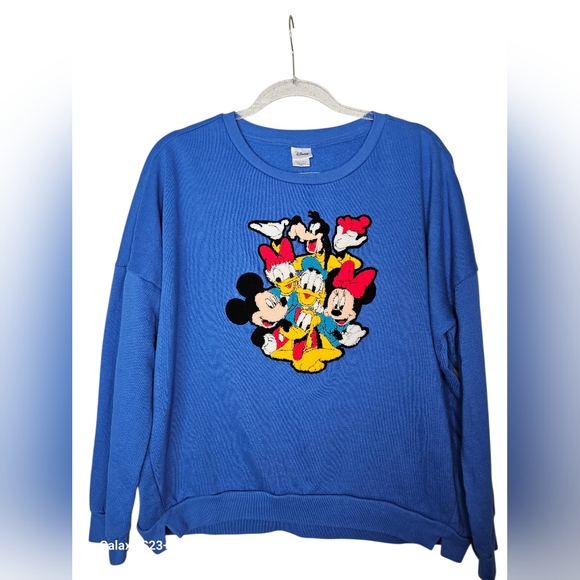 Disney Sweaters - Vintage Disney Mickey friends blue yarn crewneck sweater womans size XXL 90's